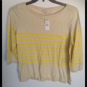 LOFT Striped Sweater - Yellow & Cream - XL - NWT